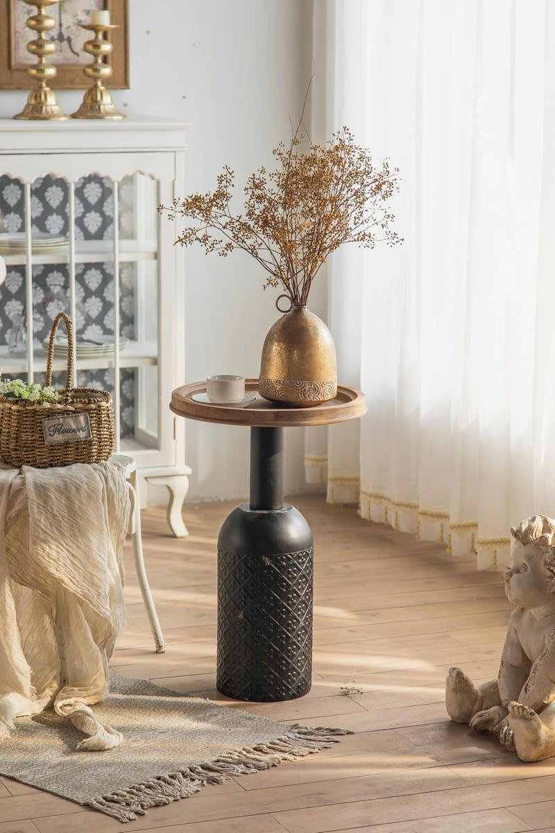 PLOT - Table basse bois et acier gris D41