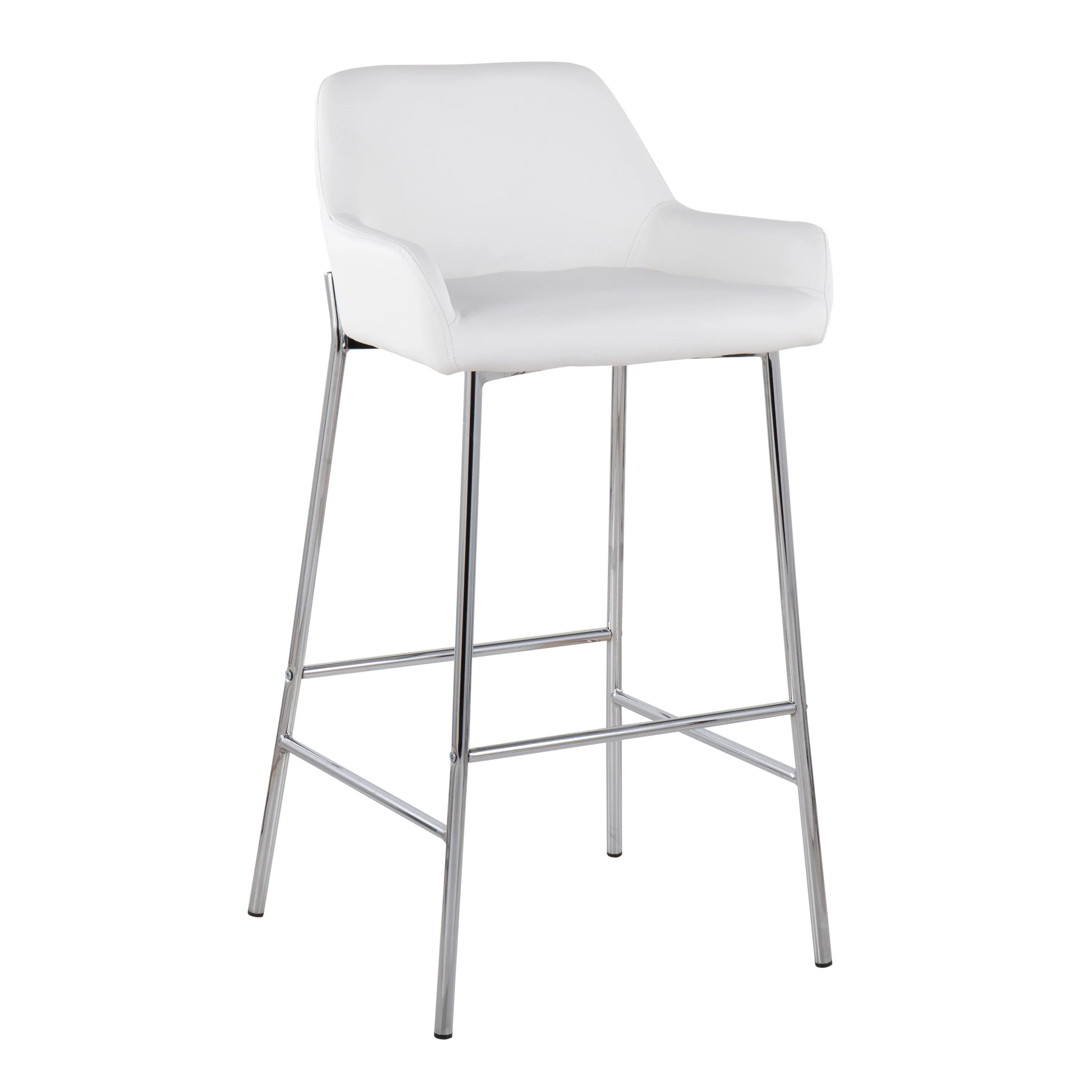 Silver Orchid Galotti Chrome Fixed-Height Upholstered Bar Stool - Set of 2