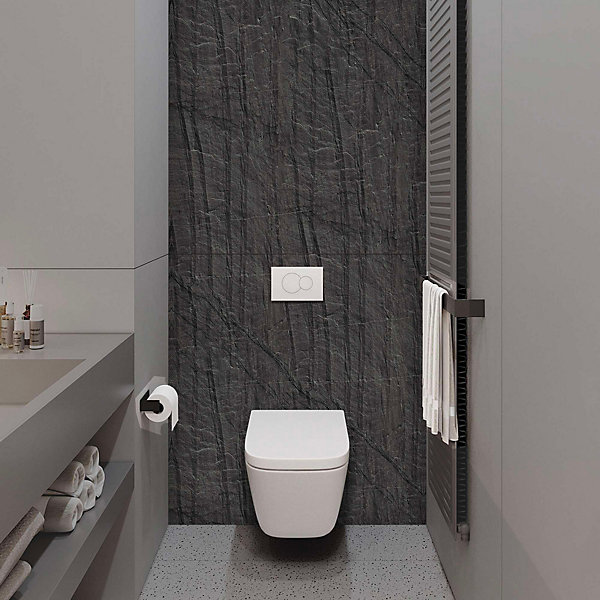 Panneau d'Habillage WC suspendu- 120x120 cm- Ep. 4mm - Effet Pierre Noire - MANSON KOBERTIN