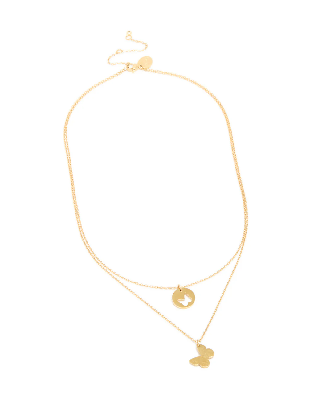 Waterproof Gold Plated Stainless Steel BFF Butterfly Layered Necklace