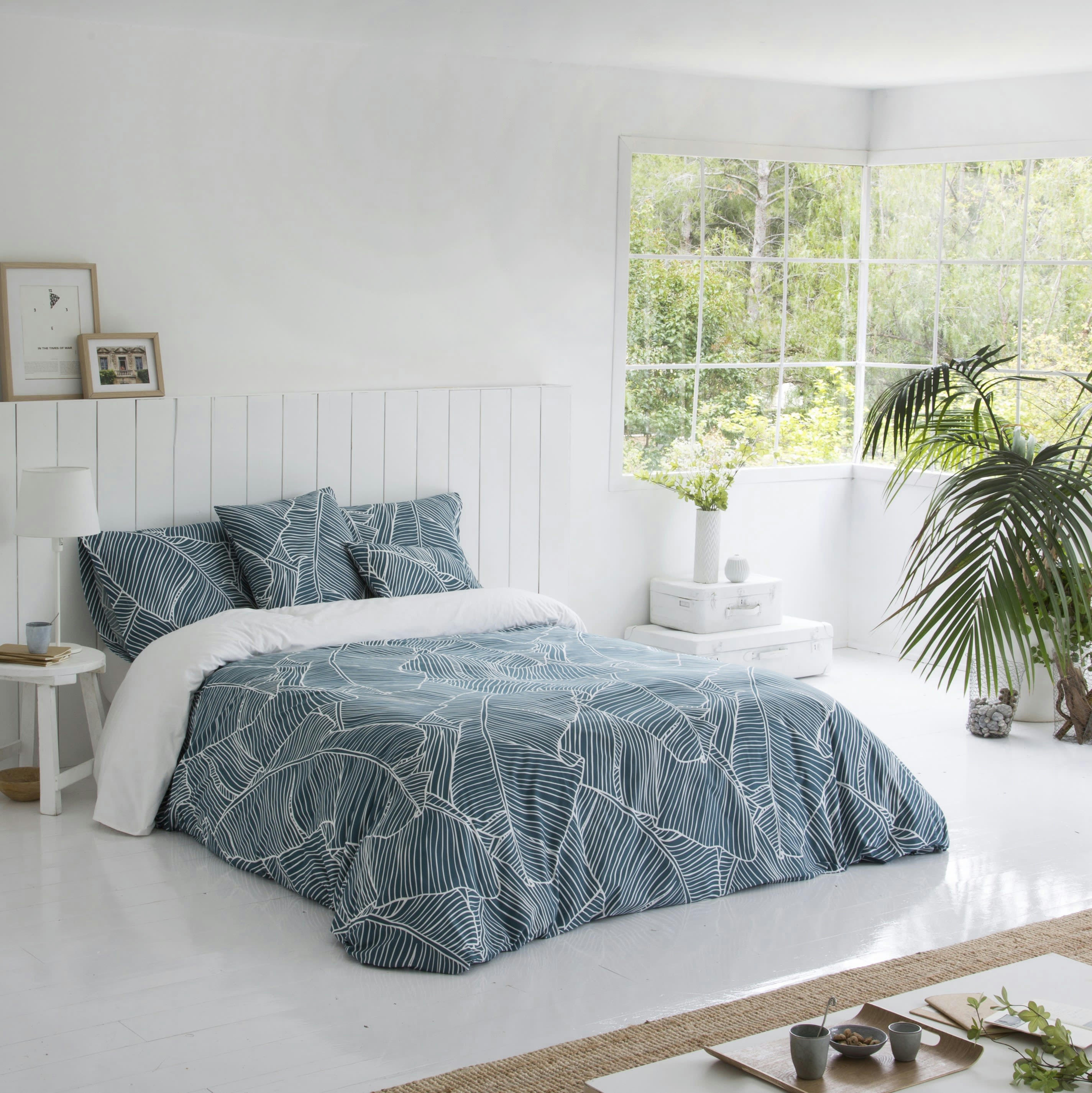 BANAMA - Housse de couette imprimé en percale Coton Bleu 140x200 cm