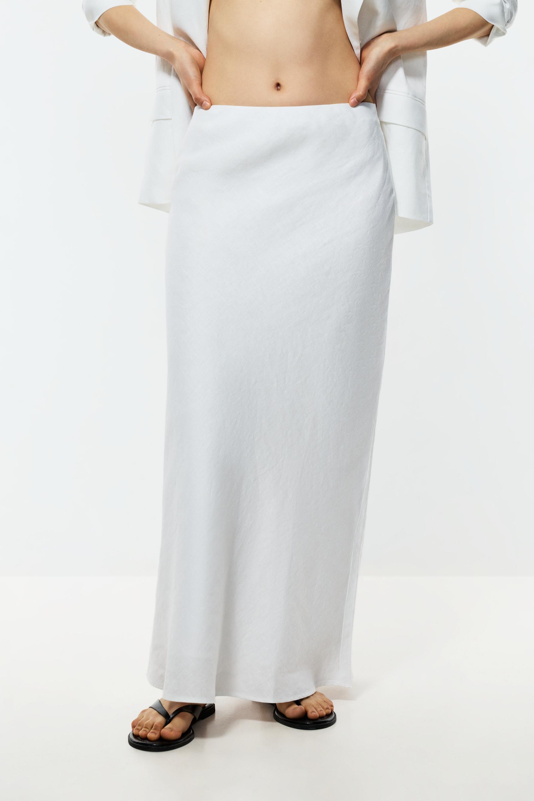 Falda midi 100% lino