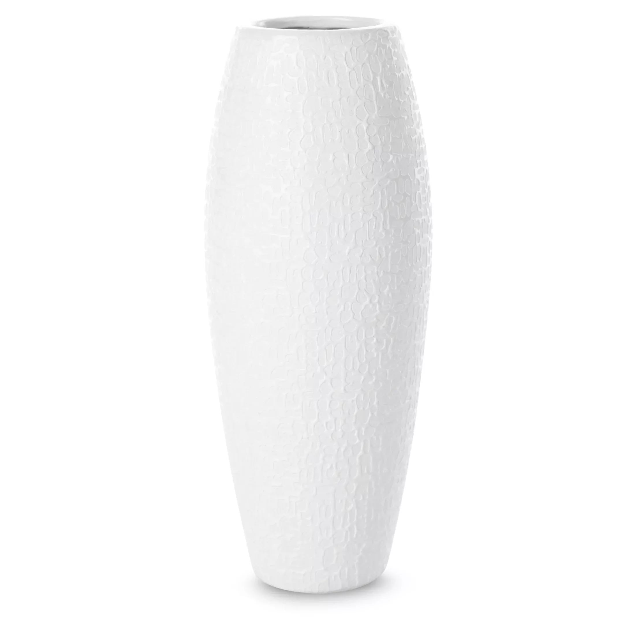 Wazon ceramiczny biały z drobnym wzorem średnica 12x30 cm RISO