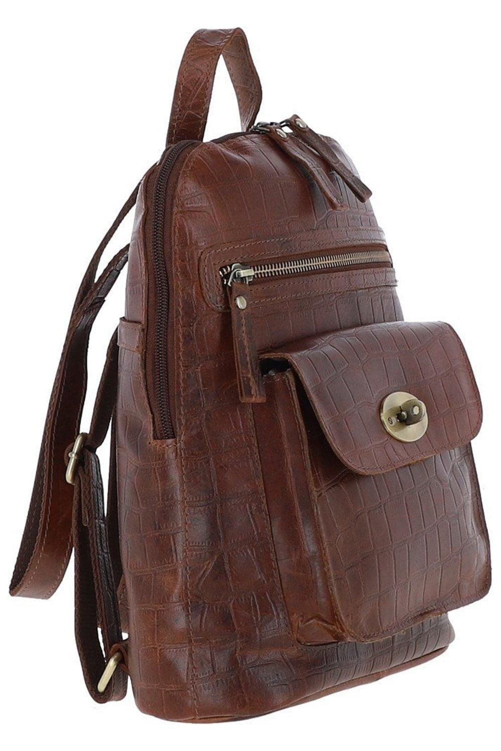 Ashwood Leather Bonfanti' Croc Print Real Leather Mini Backpack