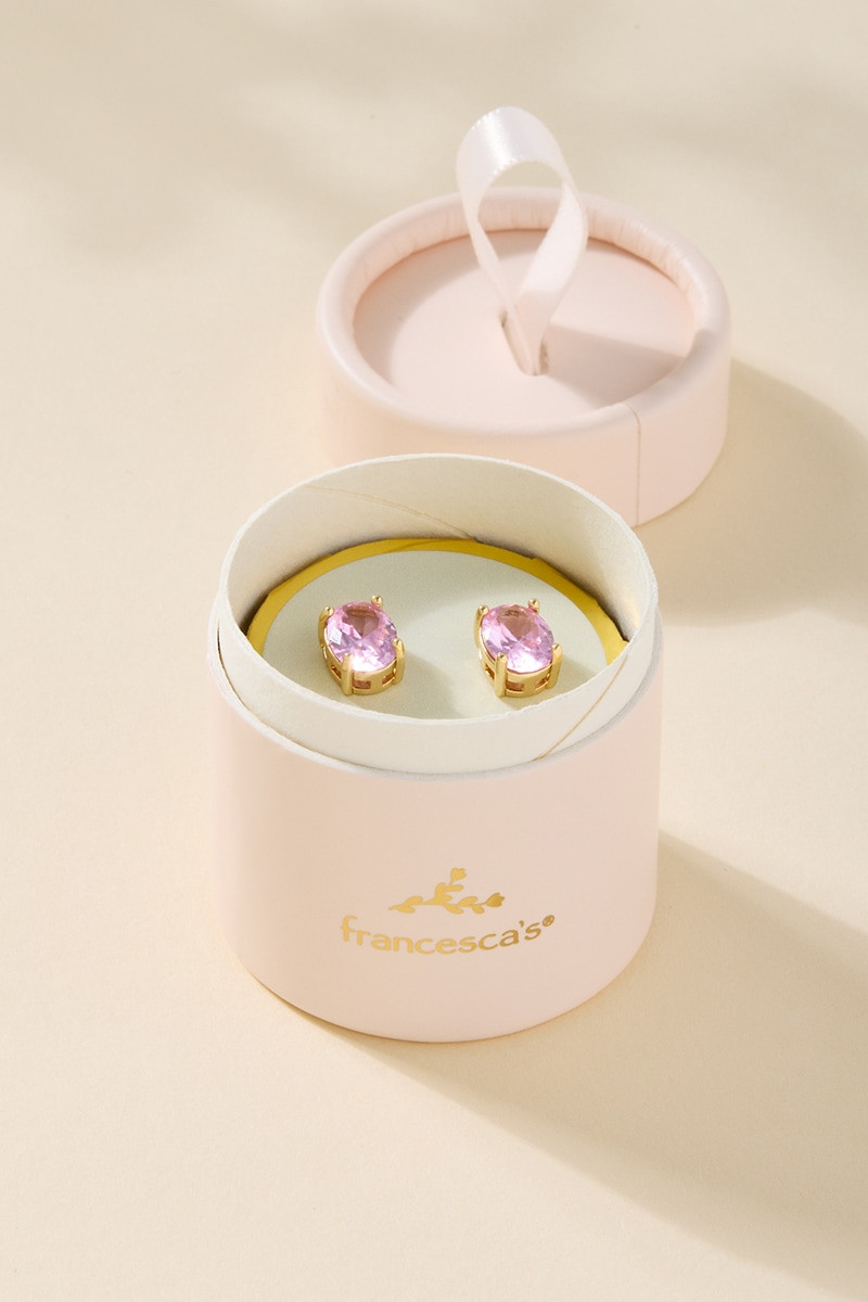 Mona Pink CZ Stud Earring Gift Box