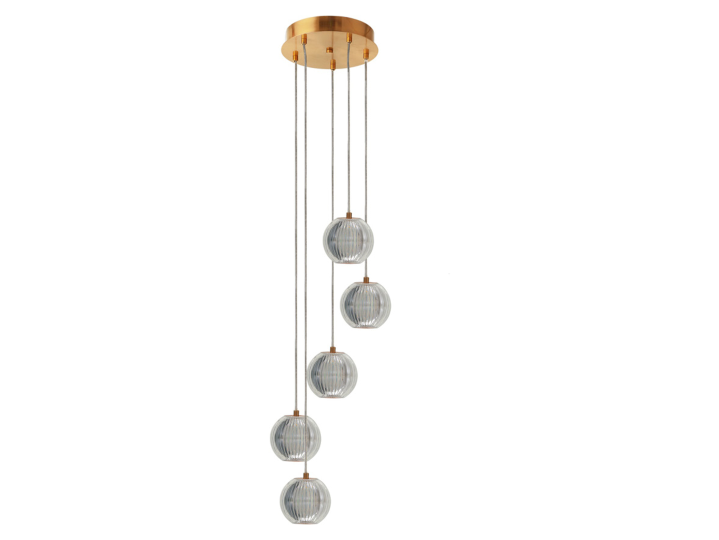 Lampa wisząca Brillant LED 5-punktowa szklana złota