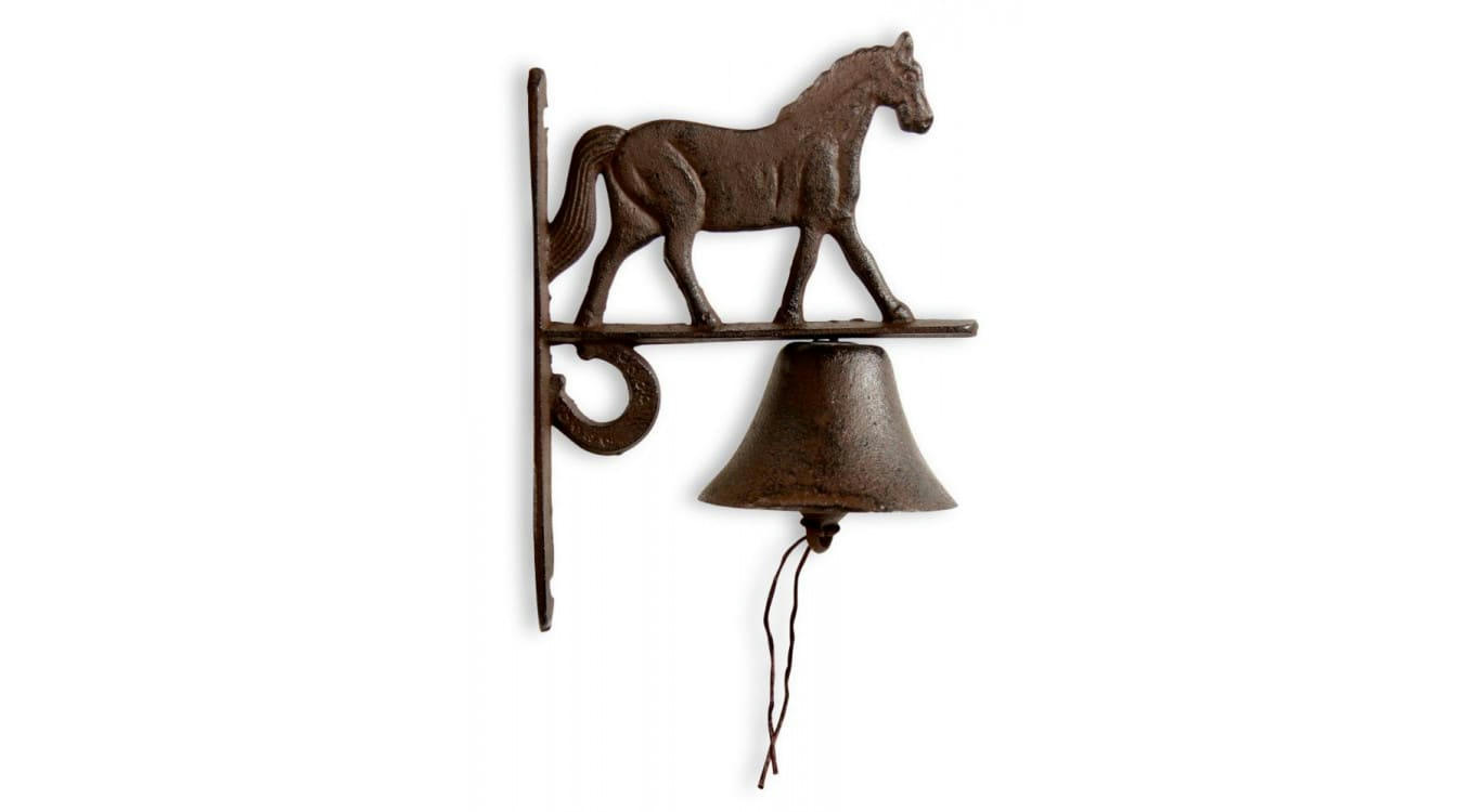 - Cloche Cheval Fonte Marron 19x11x25cm