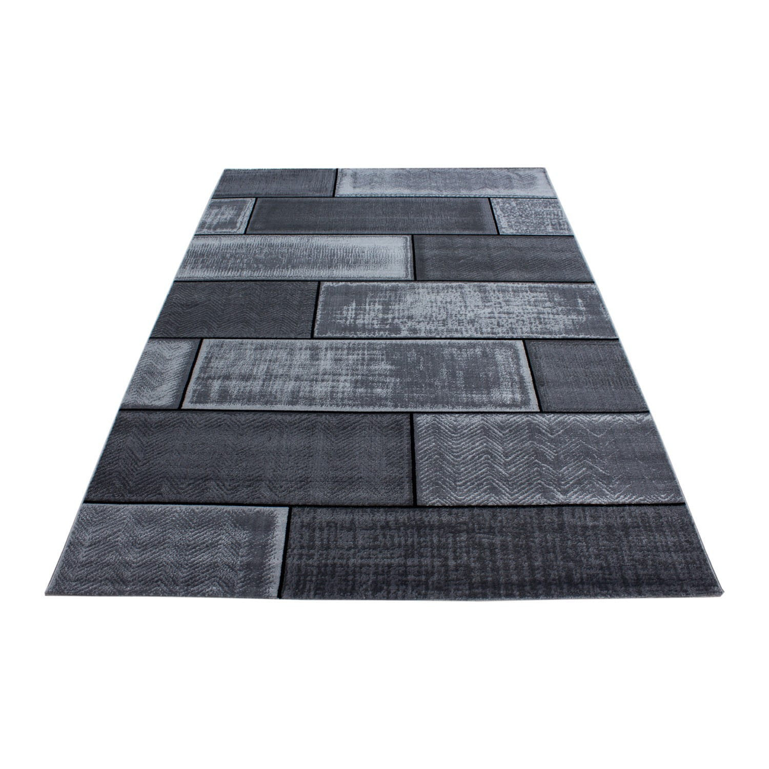 Dywan nowoczesny Plus Mur szaro-czarny 120 cm x 170 cm