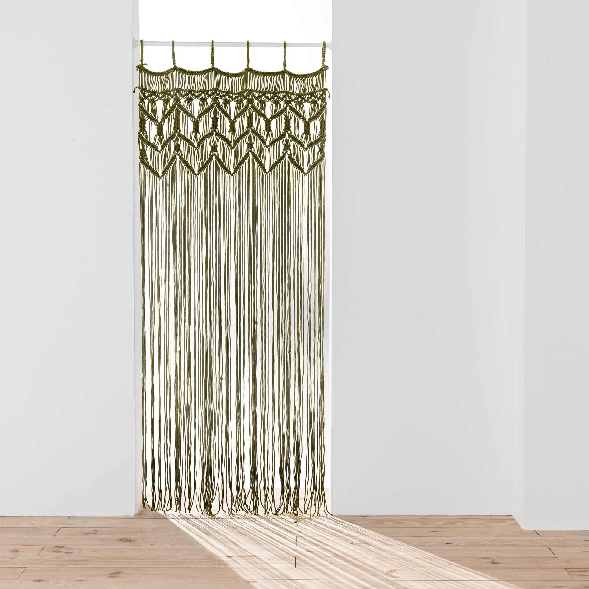 - Rideau à fils 90x200cm coton macramé kaki