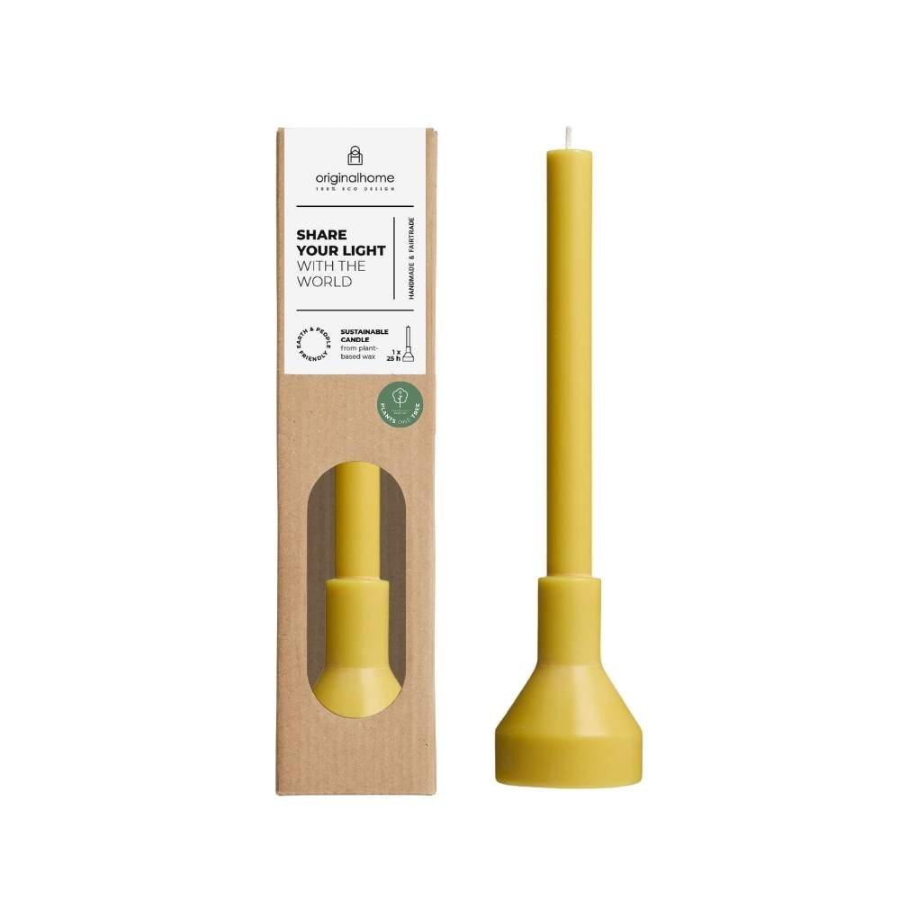 Originalhome sculpture kaars met houderr - geel