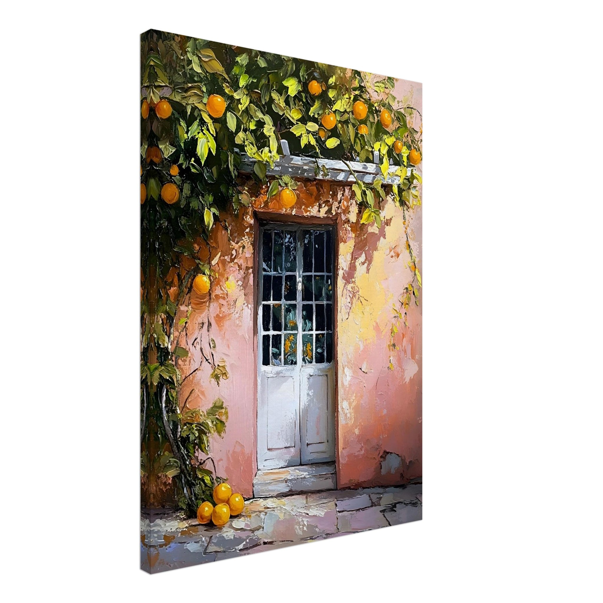 Artfulprints Canvas Mediterranean orange tree canvas - 50x70 cm - Oranje