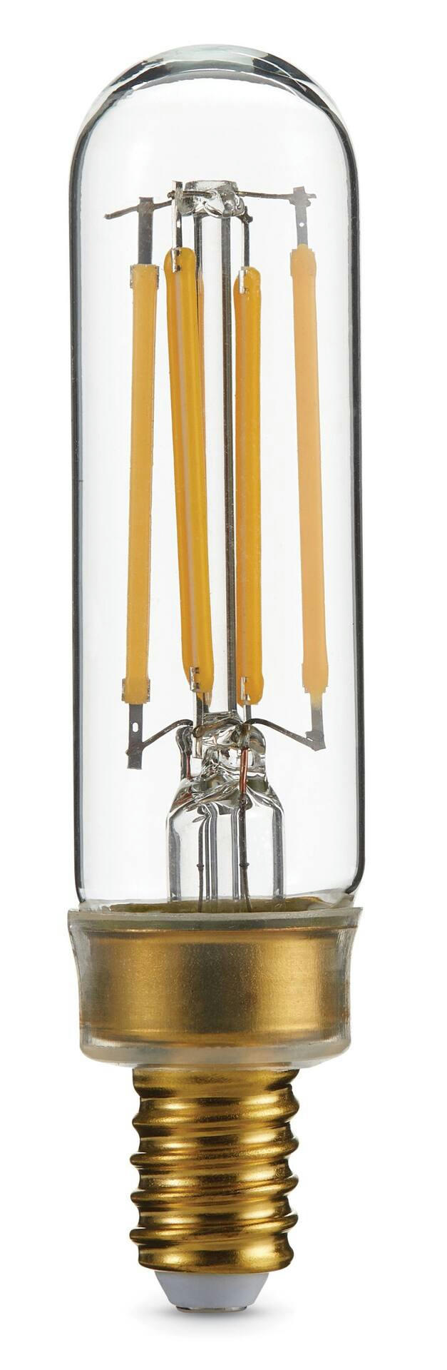 NOMA T6 E12 Base Non-Dimmable Clear LED Filament Light Bulbs, 2700K, Warm White, 40W, 4-pk