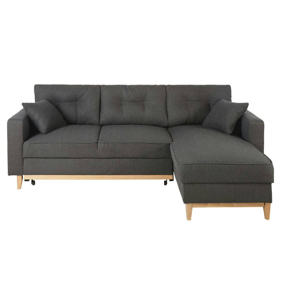 Brooke - Canapé d'angle convertible 3/4 places gris anthracite