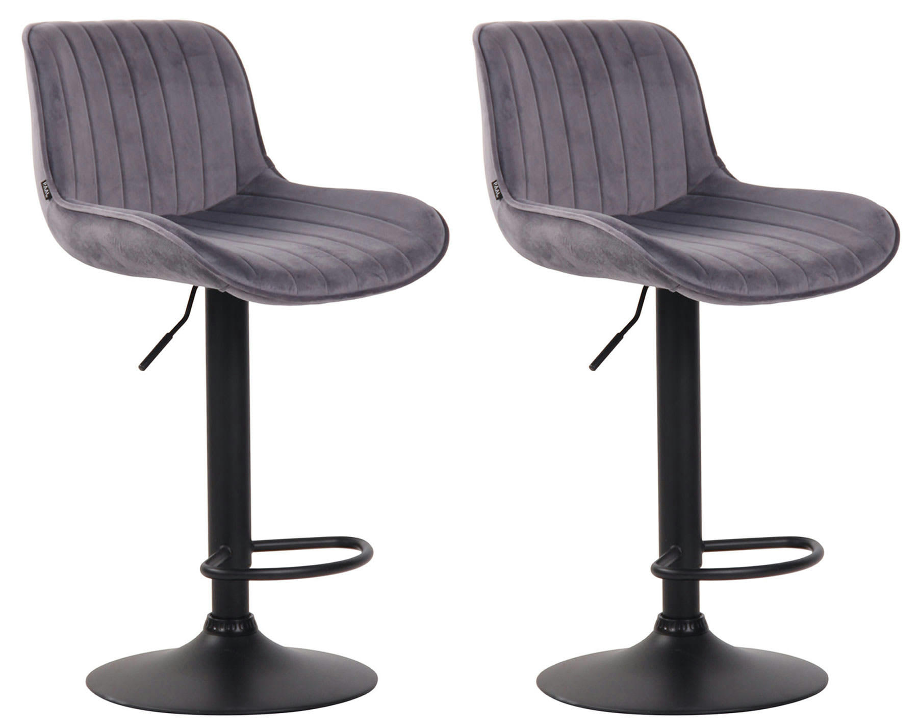 LENTINI - Lot de 2 tabourets de bar réglables en velours Gris foncé
