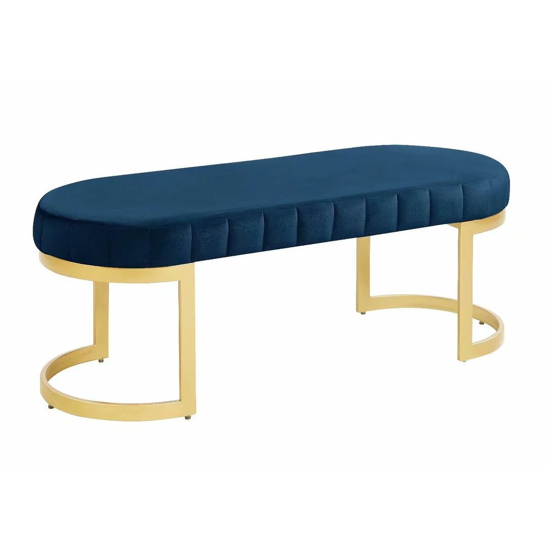 Morden Fort Contemporary Bench, Upholstered Velvet Bench Seat with Metal Legs for Entryway, Bedroom, Living Room