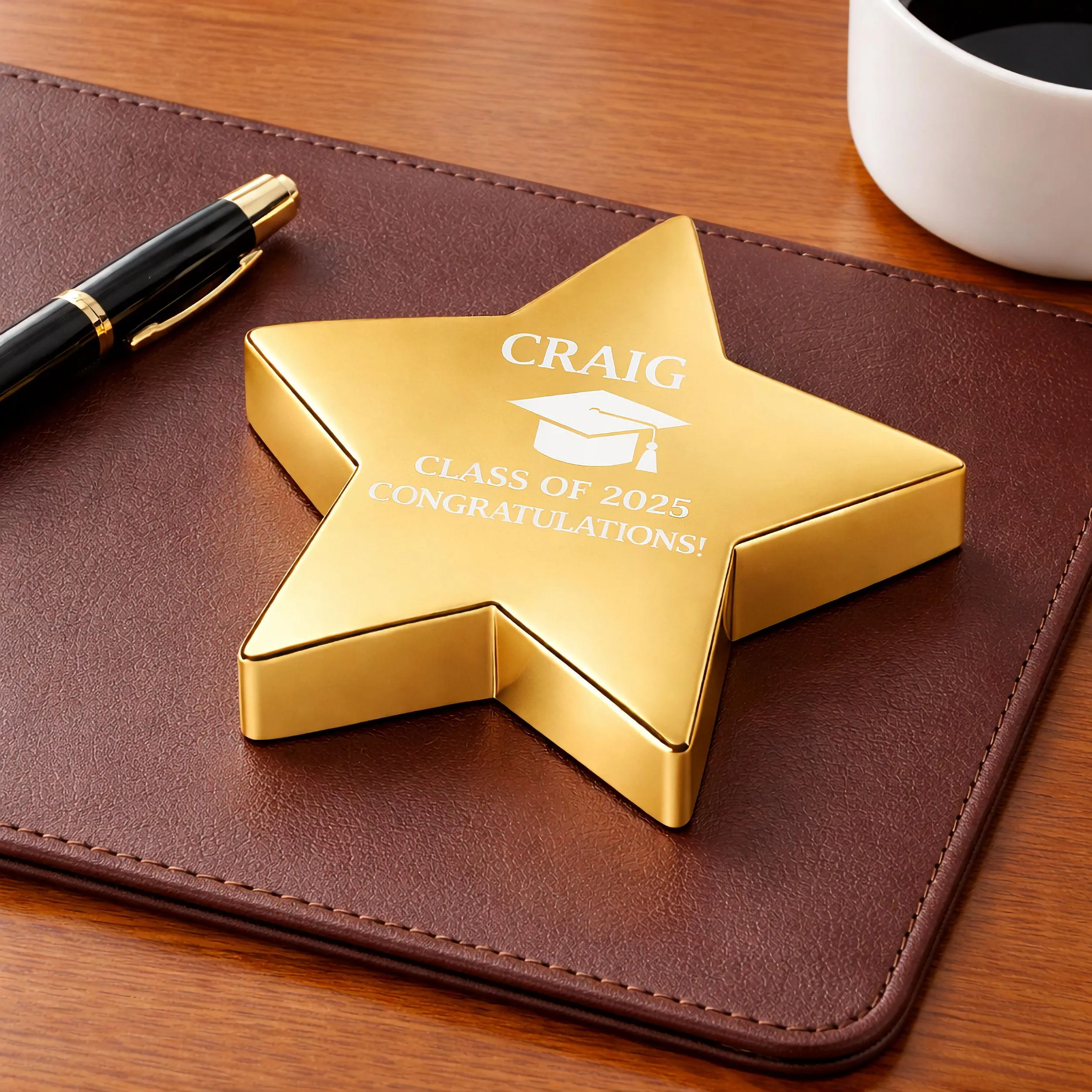 Personalized Gold Star Paperweight, Custom Engraved Gift, Star Award, Teacher Appreciation Gift