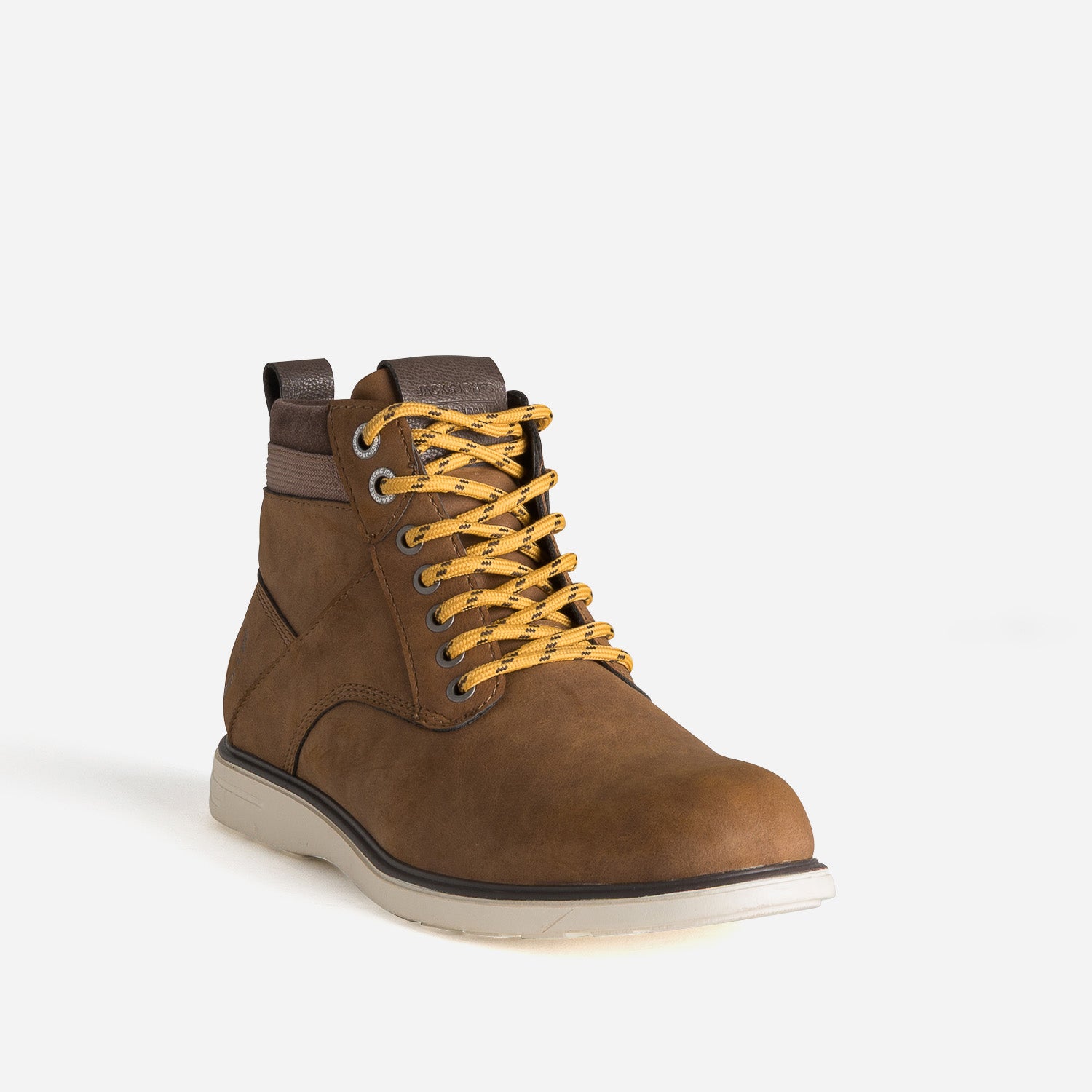 Boots à lacet JACK&JONES marron lacet jaune