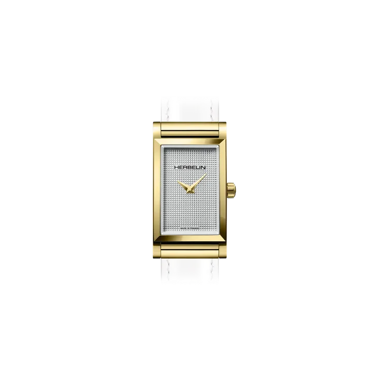ANTARÈS – RECTANGLE – BLANC & PVD OR JAUNE