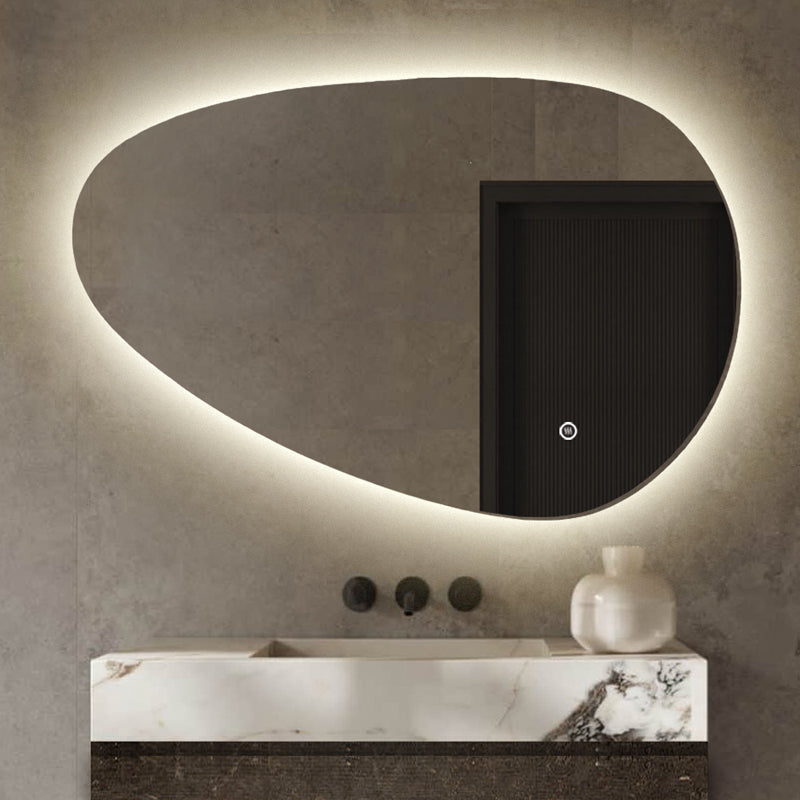 Badkamerspiegel Asymmetrisch - Organisch met Verlichting - 120 x 75 cm