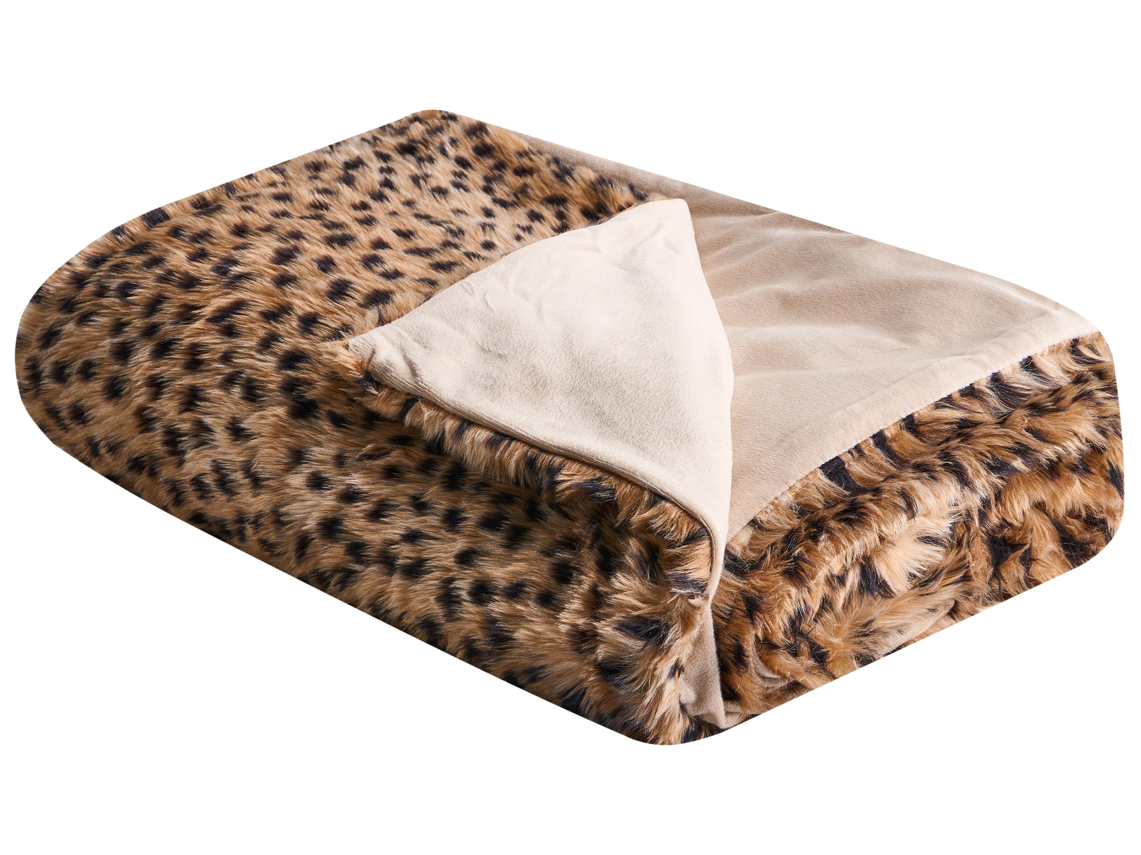Bedspread KUDELI Faux Fur 150 x 200 cm Brown