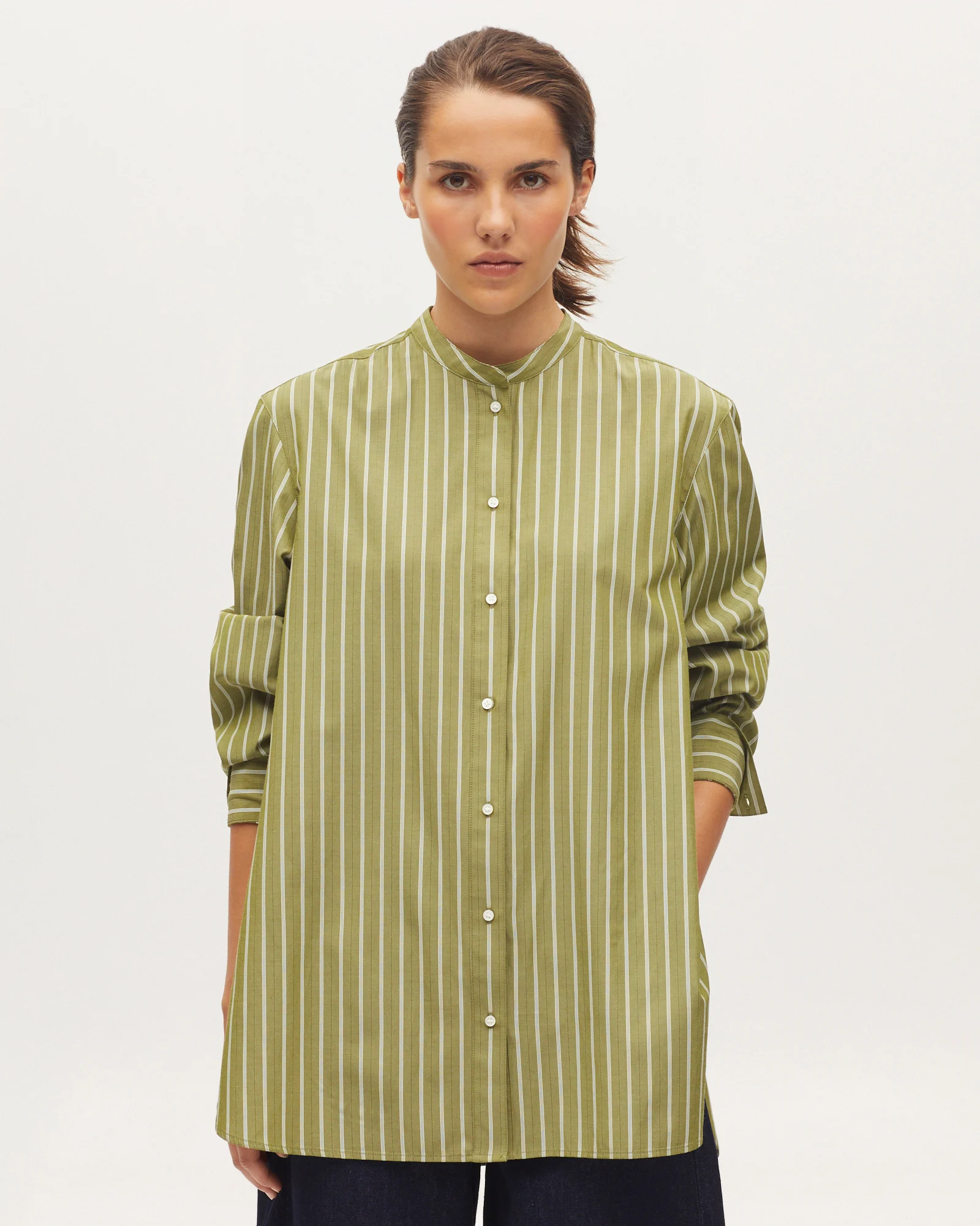 Chemise rayée col officier