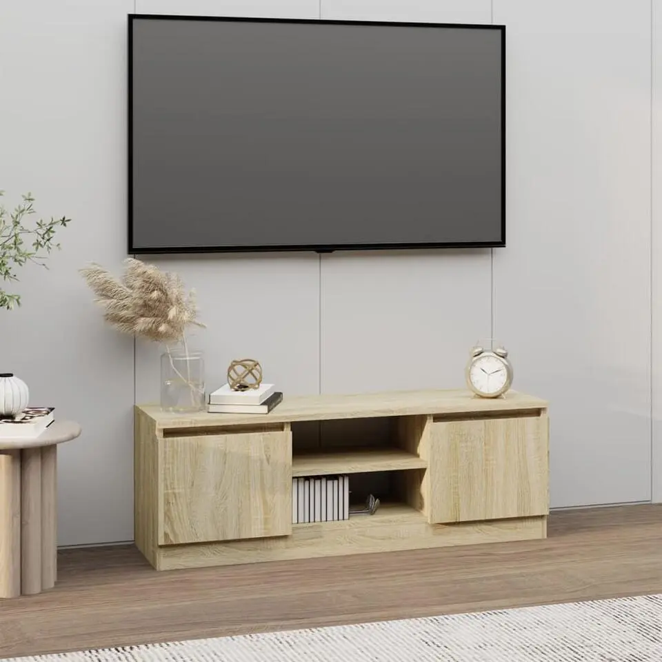 vidaXL - TV-meubel met 2 deuren en 2 vakken - Sonoma eiken - Hout - 102x30x36 cm
