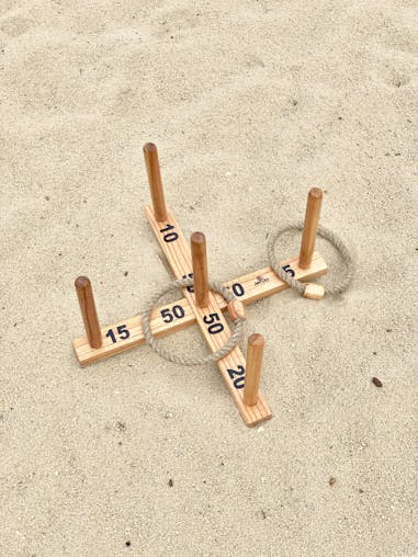 Wooden Rope Ring Toss Quoits Outdoor Game Set Wooden Pine Cross Jenjo Games