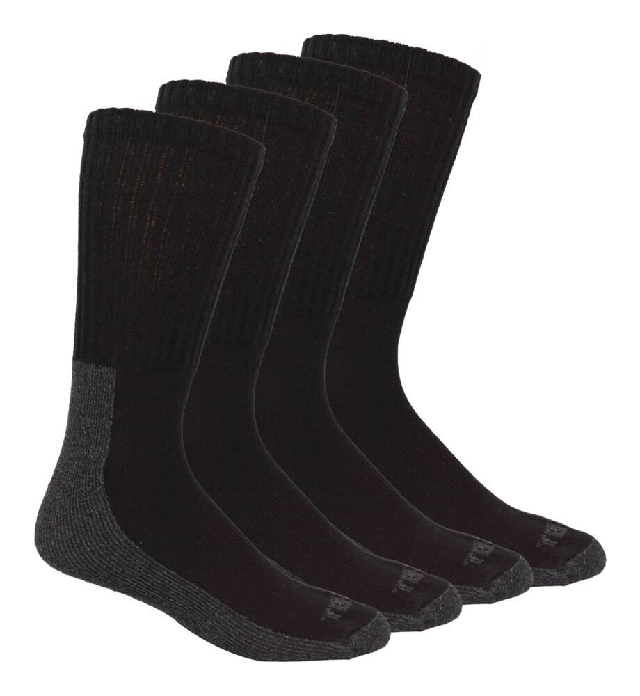 Terra Men's Steel Toe Breathable Work Socks, Fully Cushioned for Comfort, 4-pk, Black