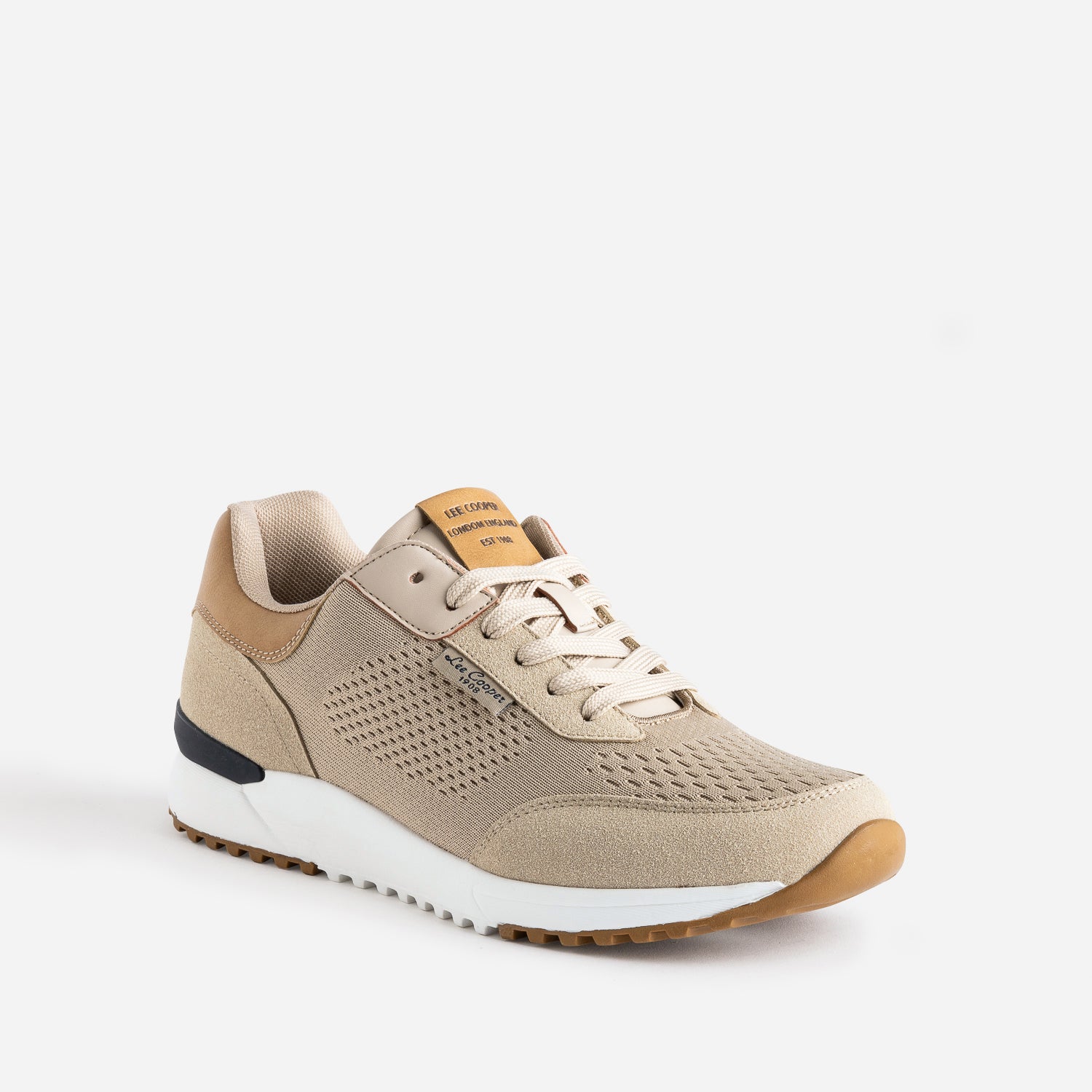 Tennis LEE COOPER beige en mesh détails camel