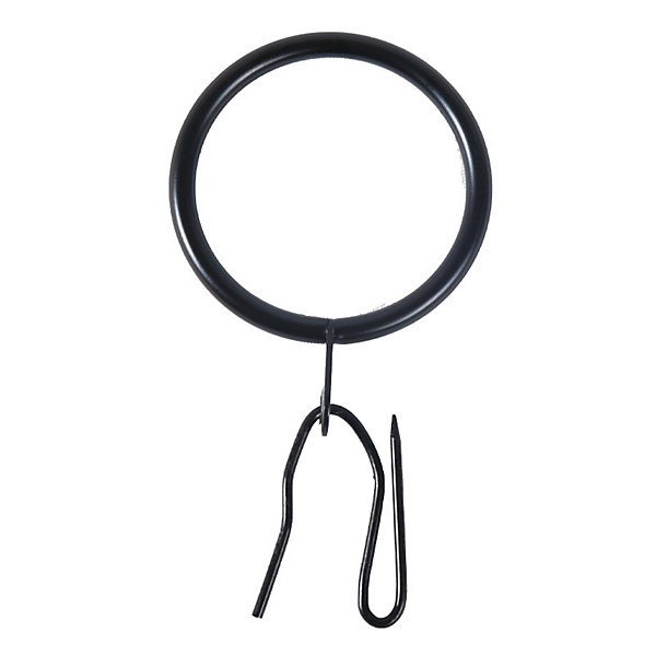 Lot de 20 anneaux de rideaux avec 38 mm de diamètre intérieur et crochets, anneaux durables pour tringles de fenêtre, Noir