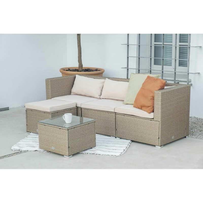 BAHAMAS - Ensemble de canapé de jardin beige 4 places