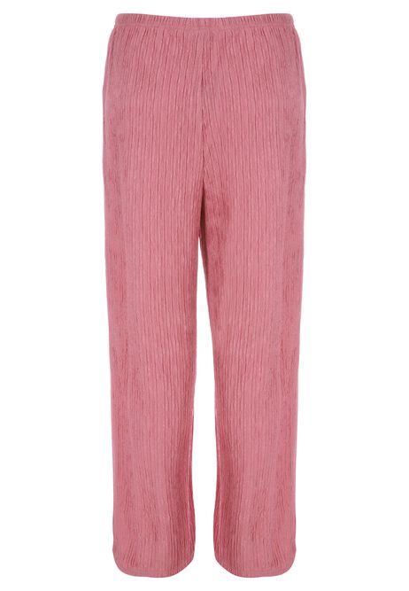 Womens Pink Textured Wide Leg Trousers