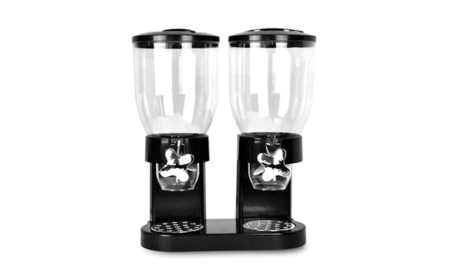 NNEDPE Double Cereal Dispenser Dry Food Storage Container Black