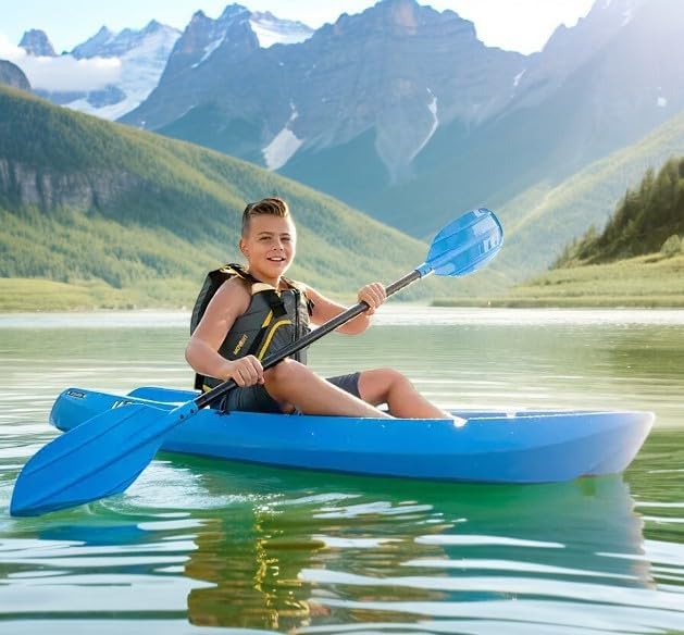 The Wave 6' Youth Kayak with Paddle. Designed for Stability and Safety, It's The Perfect Choice for Young Paddlers Ready to Conquer The Water(Blue/2 PACK)