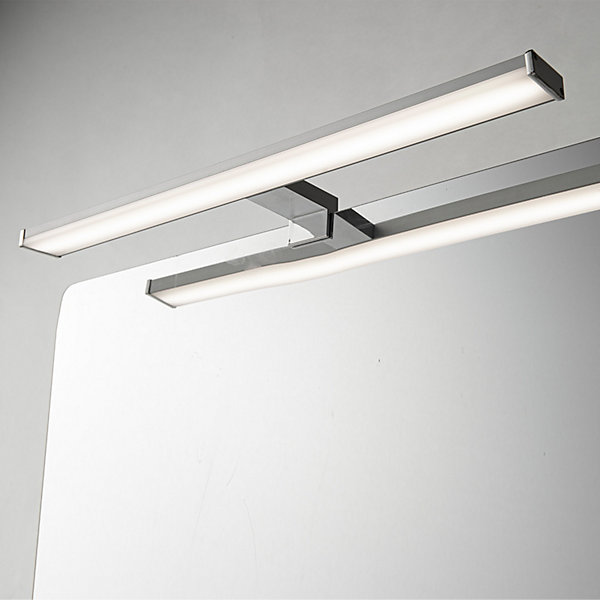 Applique mural LED 12W 50 cm IP44 pour salle de bain miroir et meuble slim en aluminium chromé avec lumière blanche neut