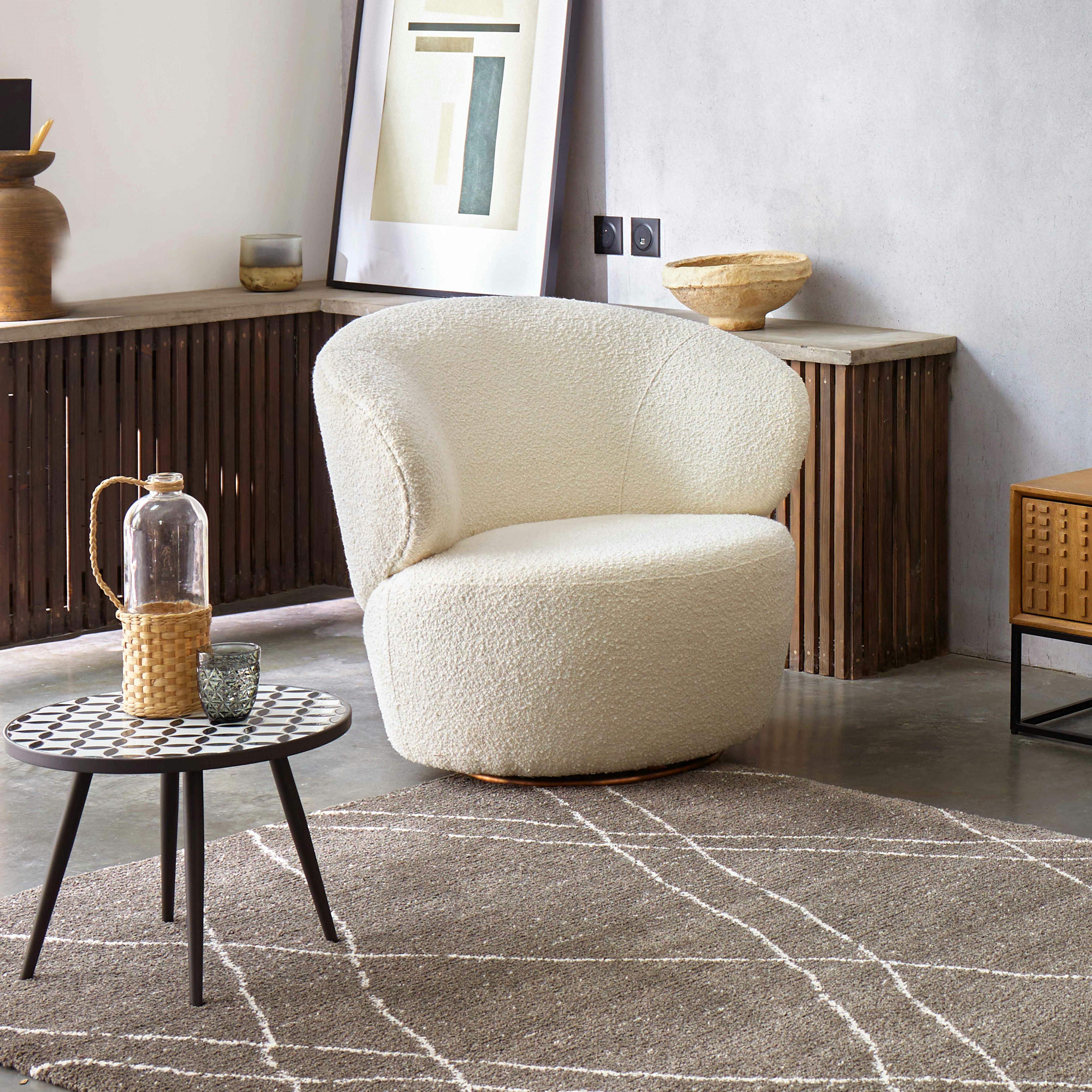 ATLAS - Tapis rectangulaire motif berbère gris anthracite 200 x 290 cm