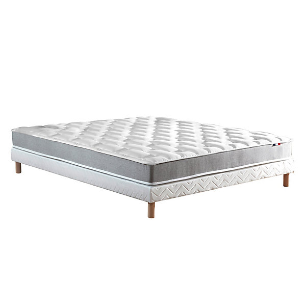 Ensemble matelas mémoire forme sommier sommier blanc 140x190