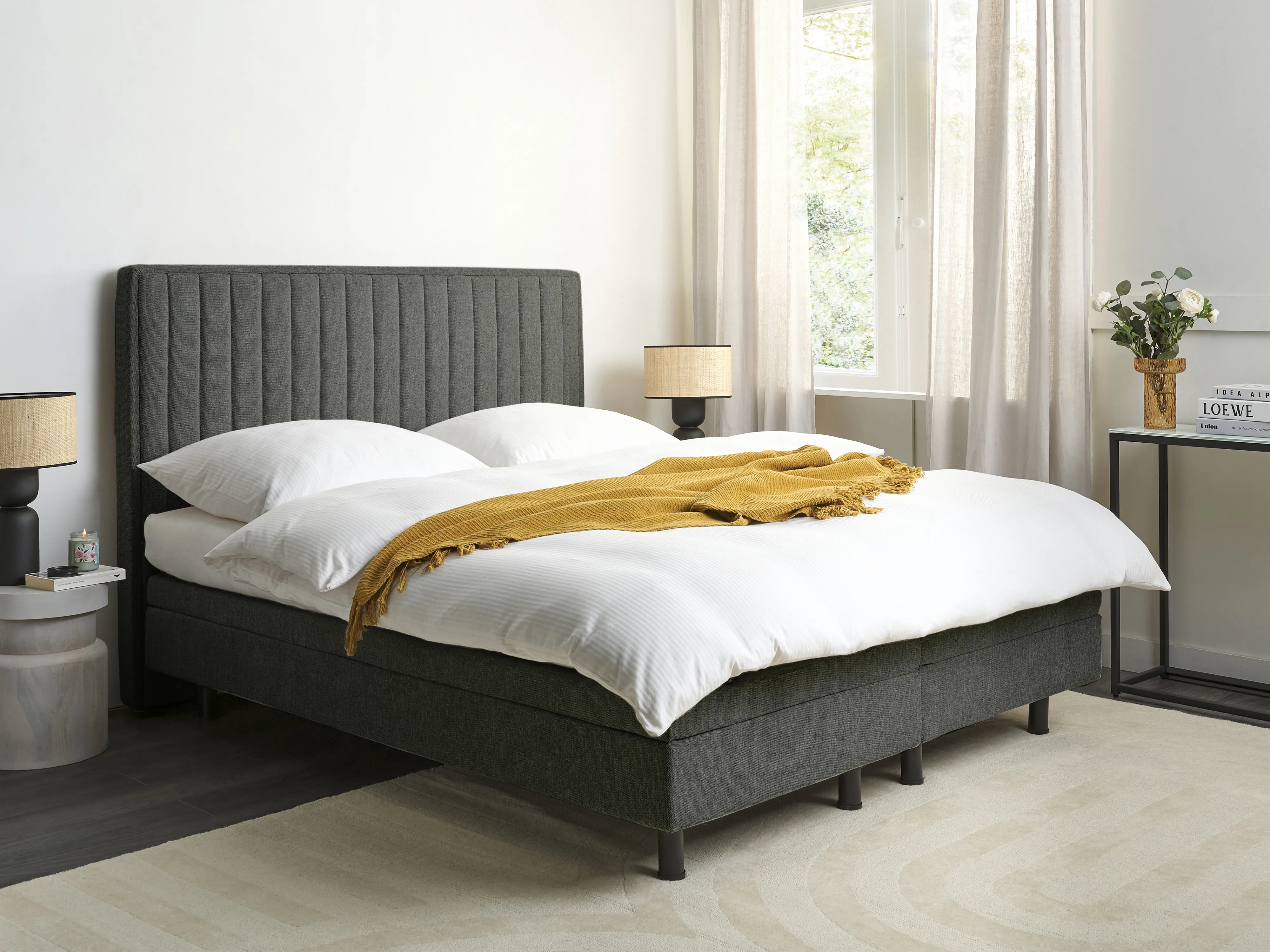 Adjustable Bed Fabric CASTELLAN 180 x 200 cm (EU Super King) Dark Grey