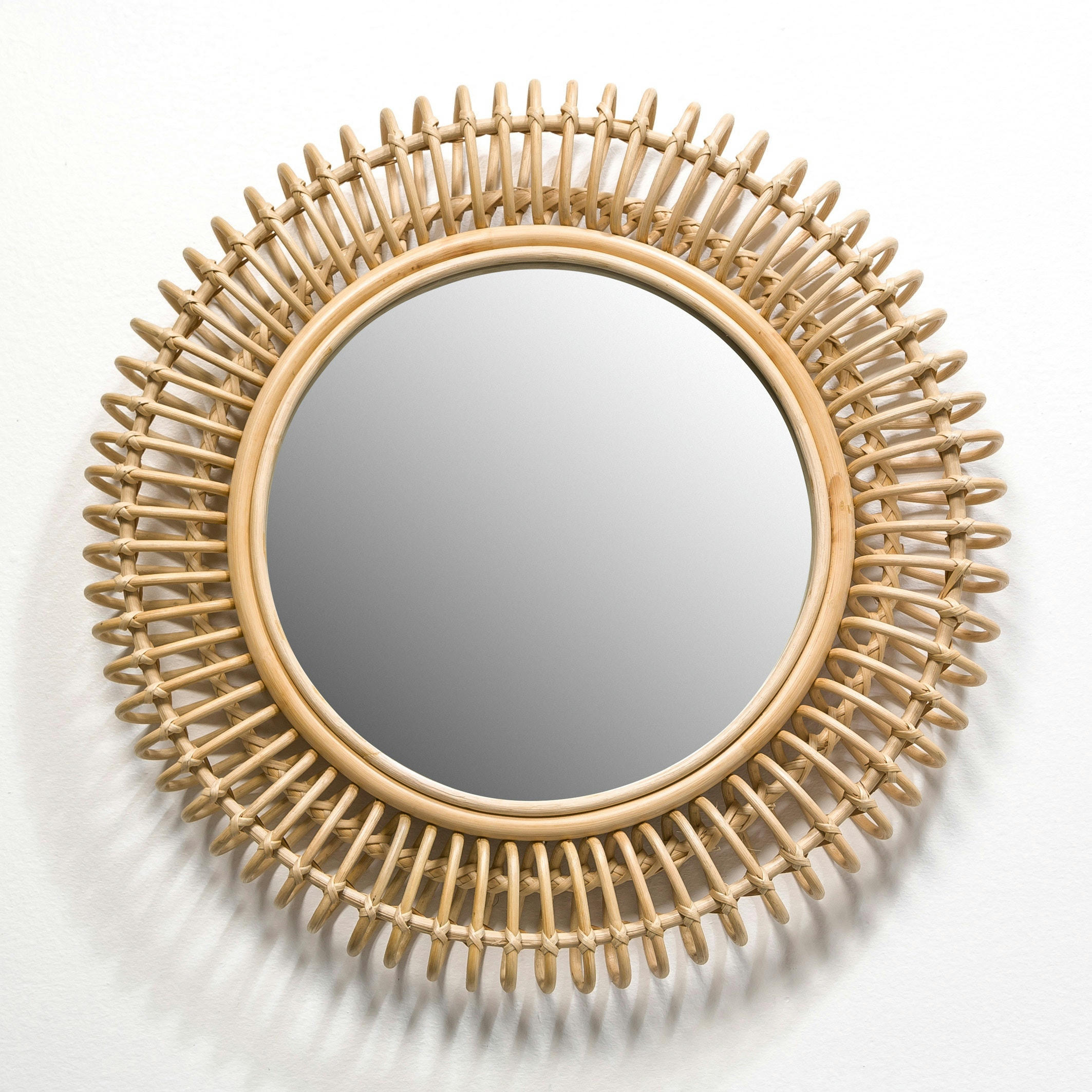 Miroir rotin, Tarsile, rond ø60 cm