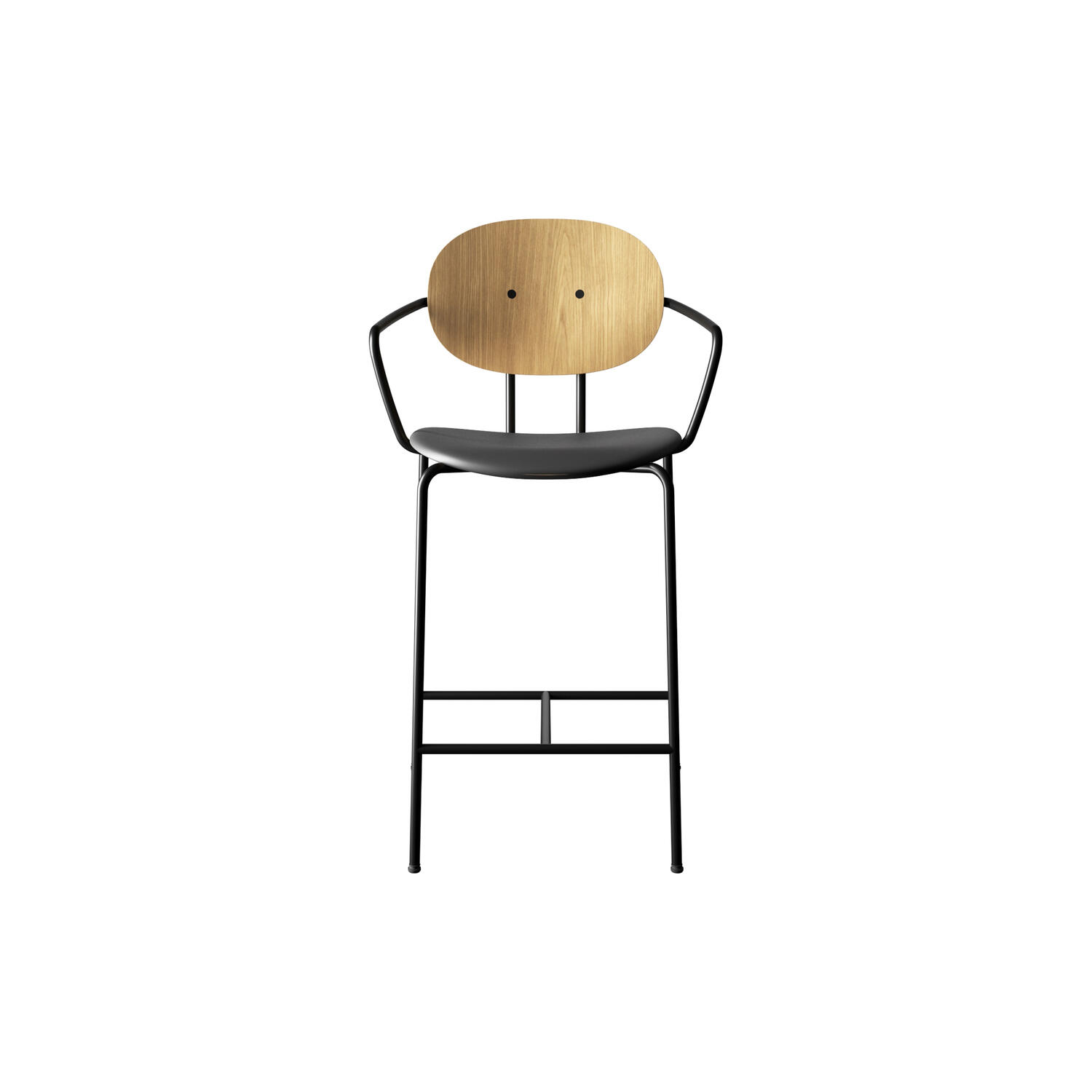 PIET HEIN Counter Chair with Arms, hvidpigmenteret eg//Solid Black 509