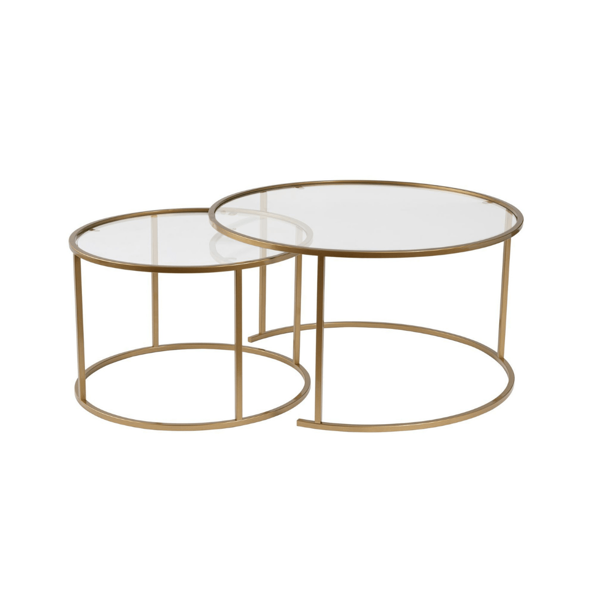 Calicosy - AURUM Set van 2 ronde salontafels - Goud - 80x80x43 cm