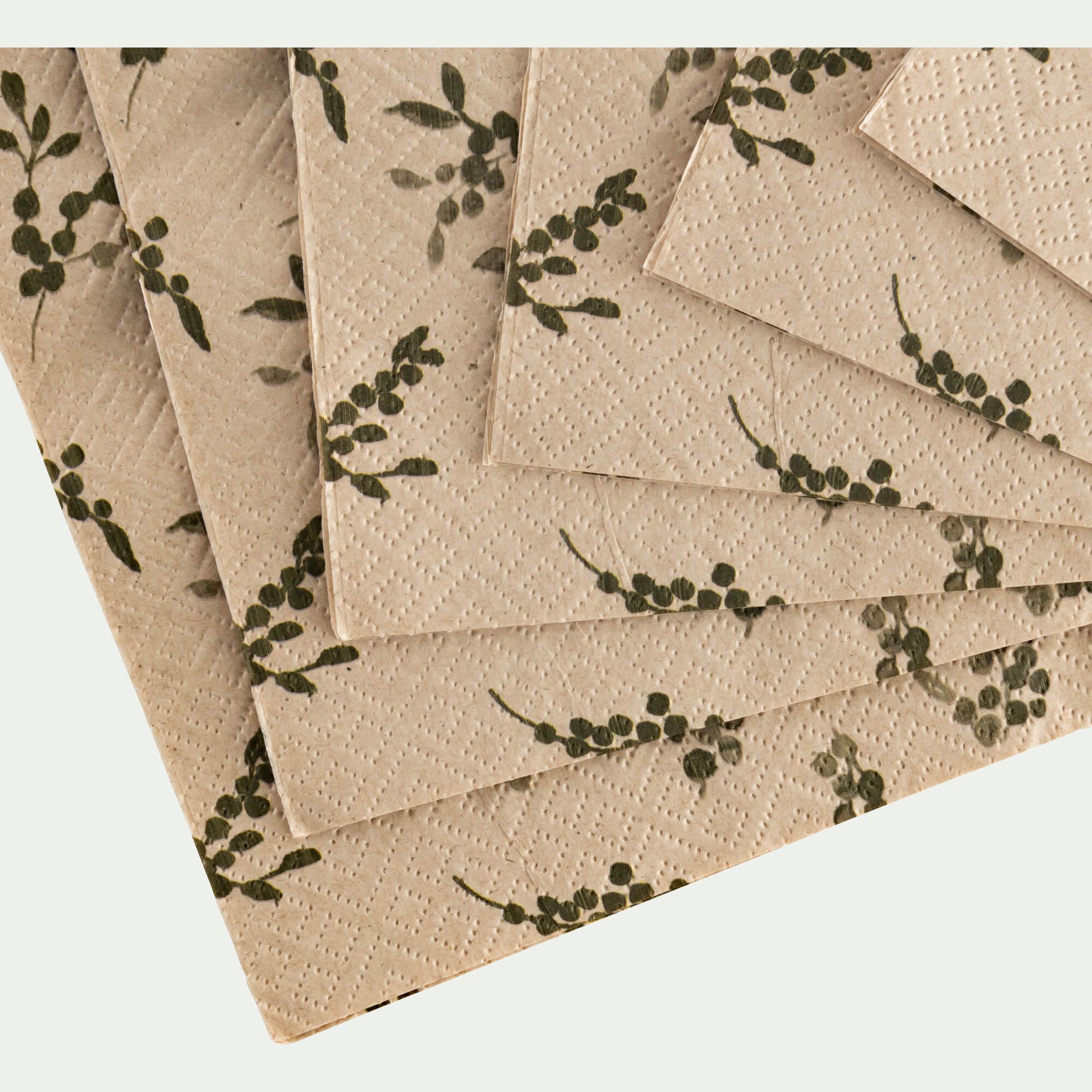 BAIA - Lot de 20 serviettes en papier motif à fleurs 33x33cm - beige alpilles