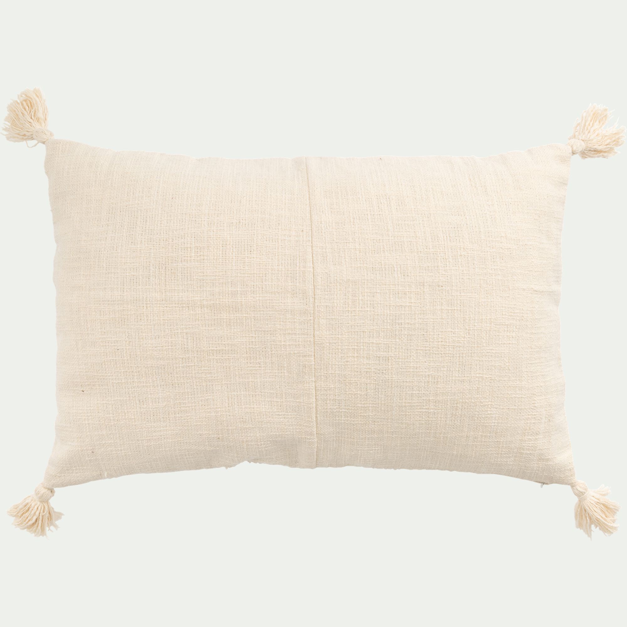 DIKIS - Coussin à pompons en coton 40x60cm - blanc