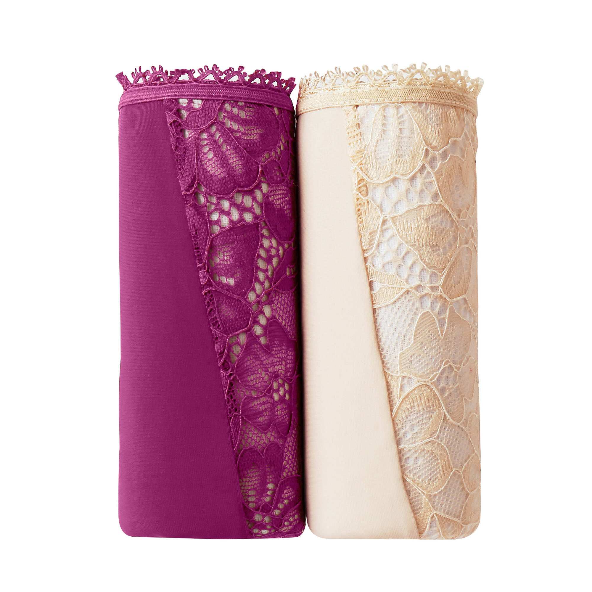 Culotte microfibre et dentelle stretch forme tanga taille haute - lot de 2