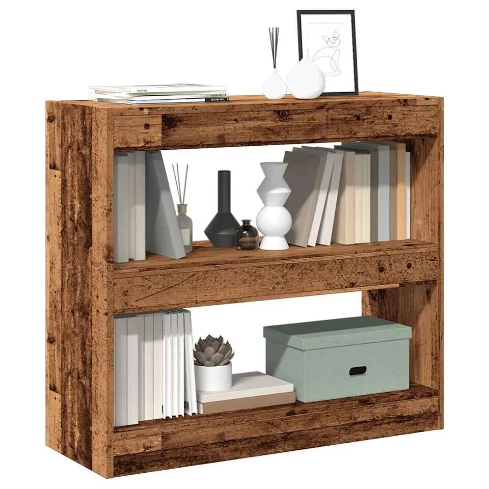 vidaXL - 2-laags kleine Boekenkast - Oud hout - Bewerkt hout - 80x30x72 cm