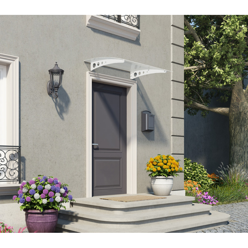 Marquise de porte Lyra blanche 135 x 90,5 cm CANOPIA