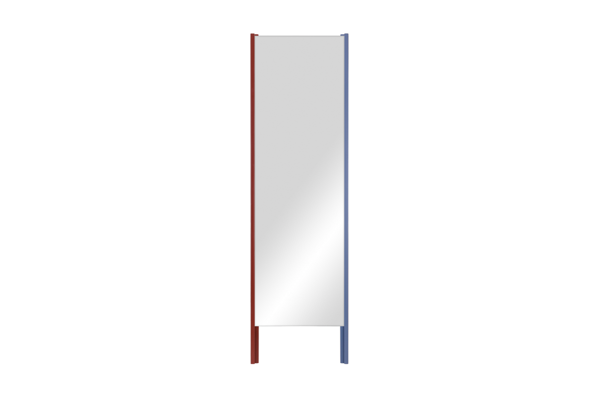 noo.ma Lun Leaning Mirror - twee-tone houten staande spiegel Auburn Red & Frosty Blue