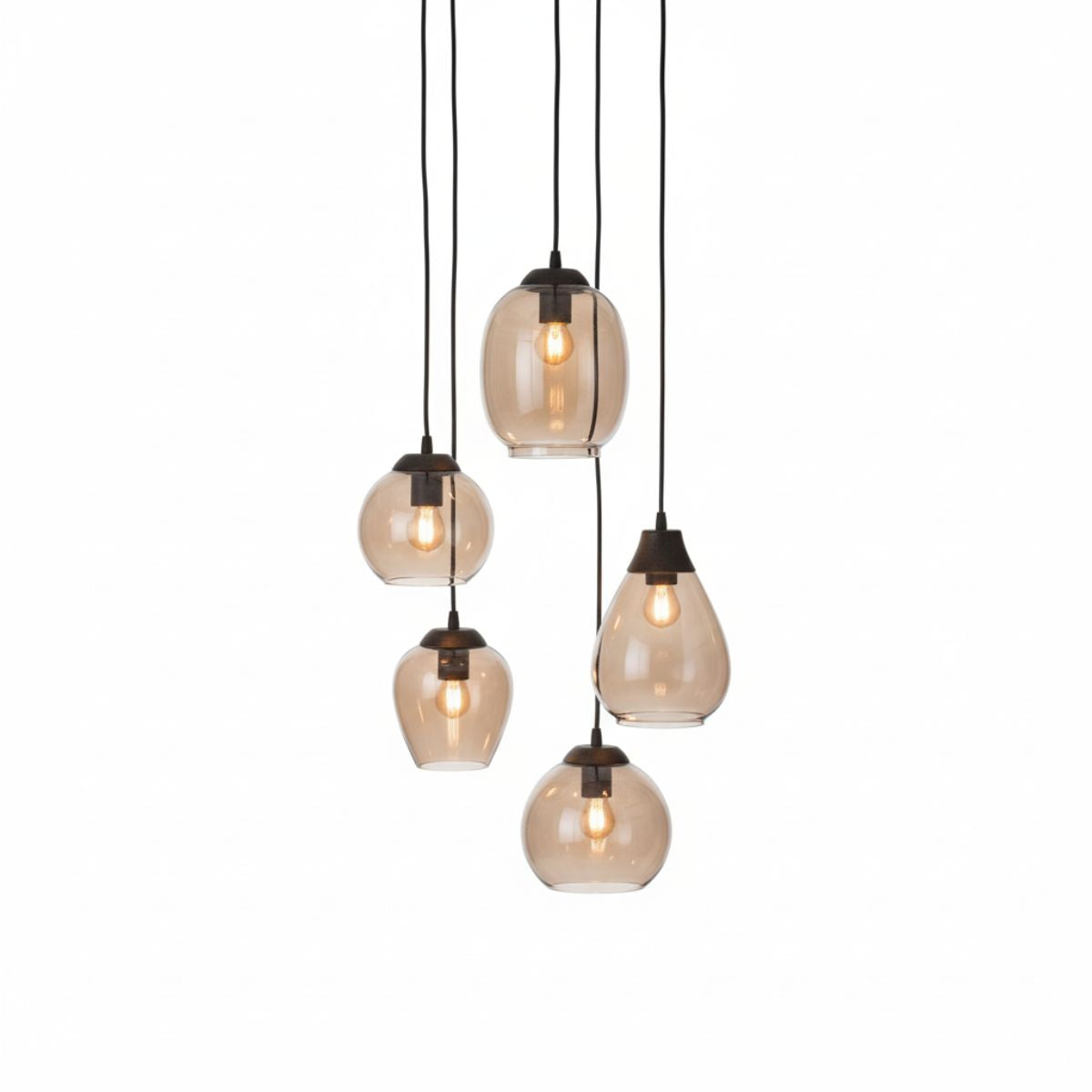 Giga Meubel Hanglamp Getrapt Mix - Chrome Glas - 5-Lichts - 150x43x43cm