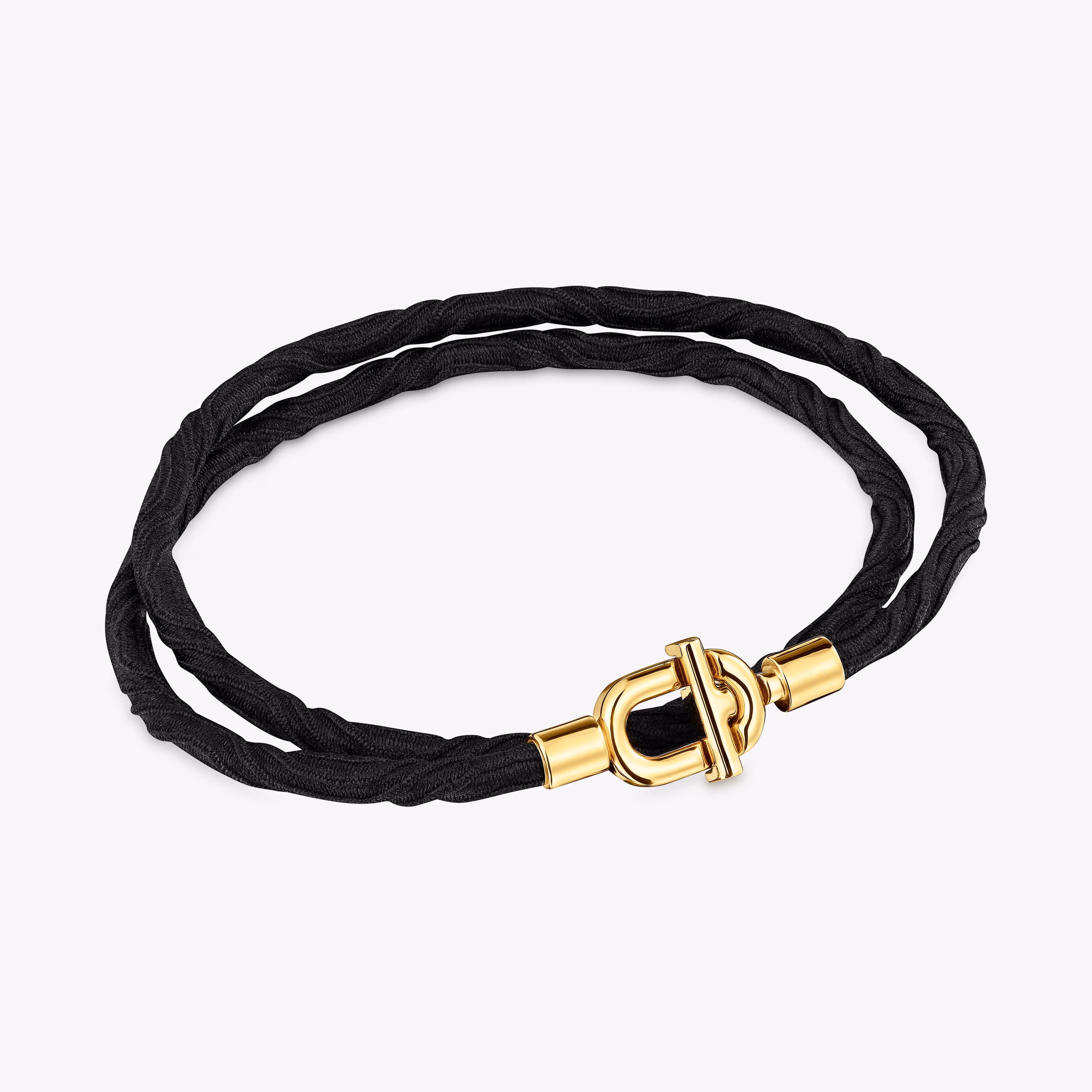 Collar elástico con baño de oro 18 kt sobre plata y cordón negro TOUS MANIFESTO