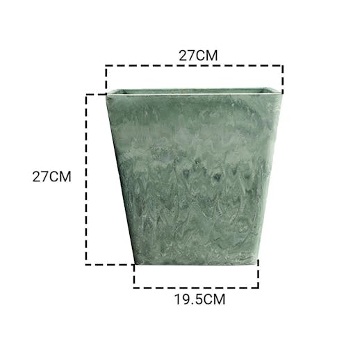 SOGA 2X 27cm Green Grey Square Resin Plant Flower Pot in Cement Pattern Planter Cachepot for Indoor Home Office